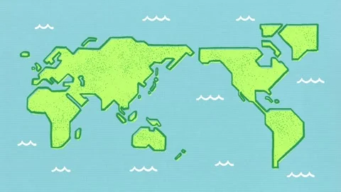 Hand drawn world map on paper background 動画素材 310596301