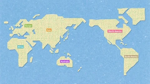 Hand drawn world map on paper background 動画素材 310597476