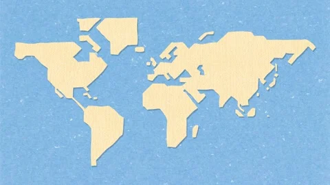 Hand drawn world map on paper background Stock Footage 310597478