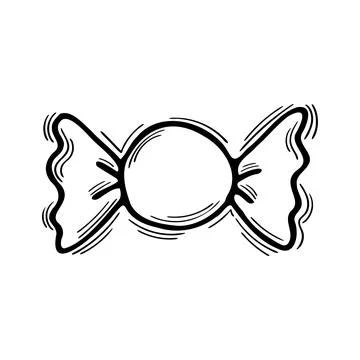 Hand drawn wrapped candy. Doodle. Sketch style. Sweets icon Stock Illustration