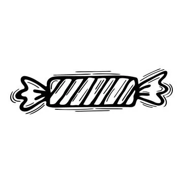 Hand drawn wrapped candy. Sketch style. Sweets icon. Doodle Stock Illustration