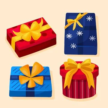 Hand drawn wrapped gift boxes for christmas Stock Illustration