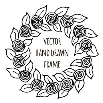 Hand drawn wreath made in vector. Leaves garlands. Romantic floral design Stock Illustration