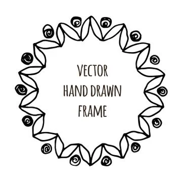 Hand drawn wreath made in vector. Leaves garlands. Romantic floral design Stock Illustration