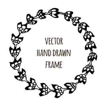Hand drawn wreath made in vector. Leaves garlands. Romantic floral design Stock Illustration
