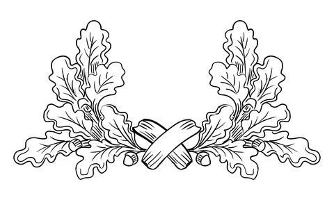 Hand drawn wreath of oak tree leaves vector isolated illustration Stock Illustration