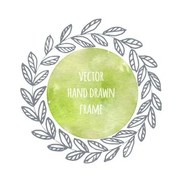 Hand drawn wreath set made in vector. Leaves garlands. Romantic floral design Stock Illustration