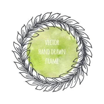 Hand drawn wreath set made in vector. Leaves garlands. Romantic floral design Stock Illustration