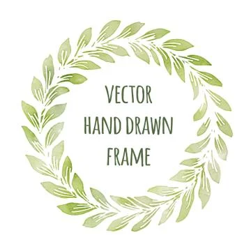 Hand drawn wreath set made in vector. Leaves garlands. Romantic floral design Stock Illustration