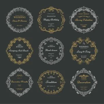 Hand drawn wreaths Stock Illustration