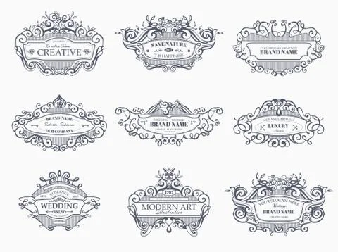 Hand drawn wreaths Stock Illustration