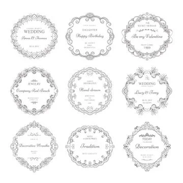 Hand drawn wreaths Stock Illustration