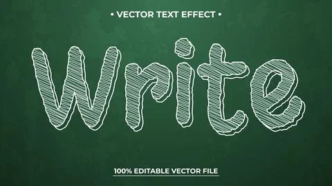 Hand-Drawn Write Text Effect on a Chalkboard Background Stock Illustration