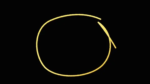 Hand drawn yellow circle animation on black background. 4K Video stock 343265701