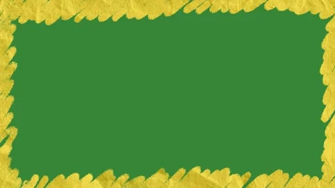 Hand-Drawn Yellow Crayon Style Frame Border on Green Screen | Scribble Texture  Stock Footage 330467421