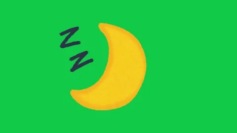 Hand Drawn Yellow Crescent Moon Sleeping Animation on Green Screen Overlay Video stock 336578724