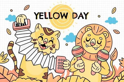 Hand drawn yellow day background Stock Illustration