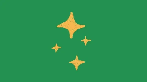 Hand Drawn Yellow Diamond Sparkle Stars Animation on Green Screen Overlay Видео 336579148