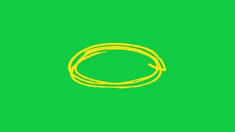 Hand drawn yellow double circle highlight on green screen Stock Footage 348305460