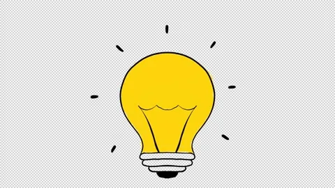 Hand drawn yellow light bulb animation with alpha channel, motion graphics. 動画素材 141314523