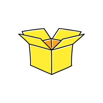 Hand drawn yellow open box Stock Illustration