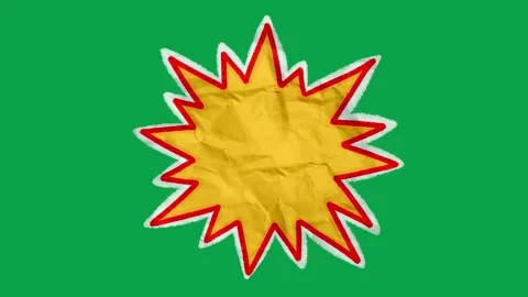 Hand Drawn Yellow Paper Texture Burst Frame Green Screen Animation Stock Footage 344049347