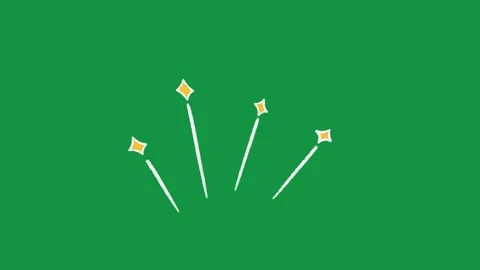 Hand Drawn Yellow Sparkle Burst and Magic Stars Animation on Green Screen 動画素材 335124626