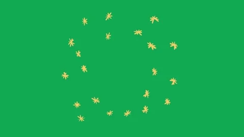 Hand Drawn Yellow Sparkle Ring Explosion 2D Green Screen Animated Effect Overlay Vidéo 342398643