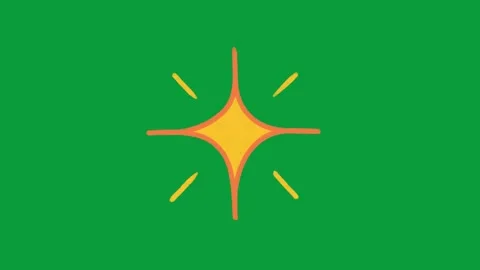 Hand Drawn Yellow Sparkle Star Burst 2D Animation Green Screen Overlay Vídeos de archivo 341798348