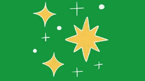 Hand Drawn Yellow Sparkles and Magic Stars Pack Animation on Green Screen Stock Footage 335124632