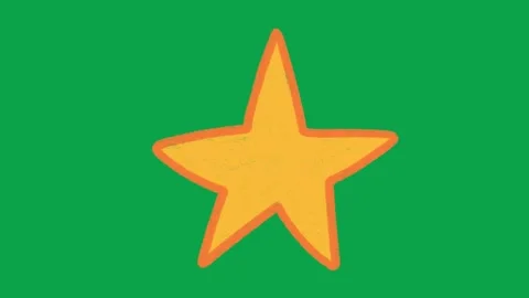 Hand Drawn Yellow Star with Orange Outline Green Screen Motion Graphic Stock Footage 344049258