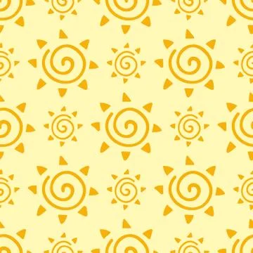 Hand drawn yellow sun planet seamless pattern background star vector Stock Illustration