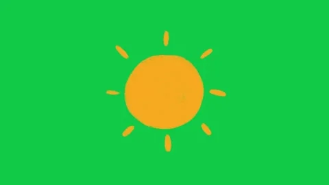 Hand Drawn Yellow Sun Shining Animation on Green Screen Overlay Stock-Footage 336578731