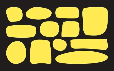 Hand drawn yellow Textbox set. Empty text Box circles rectangles and square.. Stock Illustration