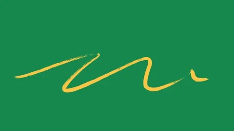 Hand Drawn Yellow Wave Scribble Line Animation on Green Screen Overlay Stock Footage 336579252