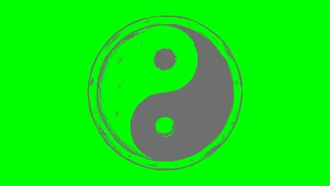 Hand drawn yin yang config white illumination flash animation Stock Footage 335784902