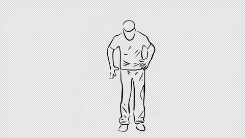 Hand drawn Young Man Breakdances Stock Footage 249593989