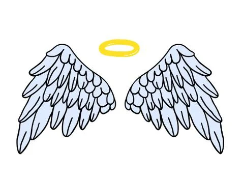 Hand-drawn youth Vector wings Sticker Stock Illustration