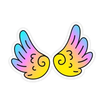 Hand-drawn youth Vector wings Sticker イラスト素材