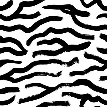Hand drawn zebra stripes vector seamless pattern. Stock Illustration