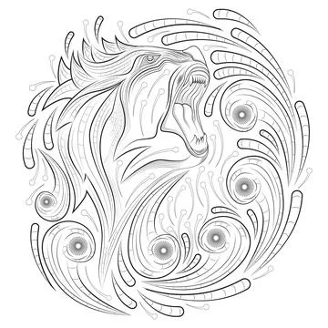 Hand drawn zentangle and doodle style dragon Stock Illustration