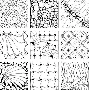 Hand drawn zentangle background for coloring page イラスト素材