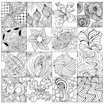Hand drawn zentangle background for coloring page Stockillustratie