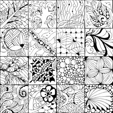 Hand drawn zentangle background for coloring page Ilustración de archivo