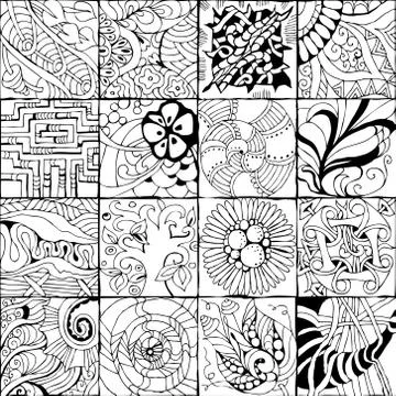 Hand drawn zentangle background for coloring page Stock Illustration