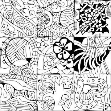 Hand drawn zentangle background for coloring page Stock Illustration