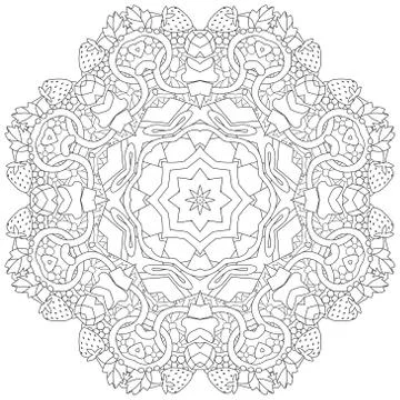 Hand drawn zentangle circular ornament for coloring page. Иллюстрация