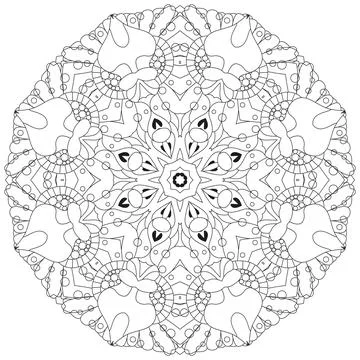 Hand drawn zentangle circular ornament for coloring page. Иллюстрация