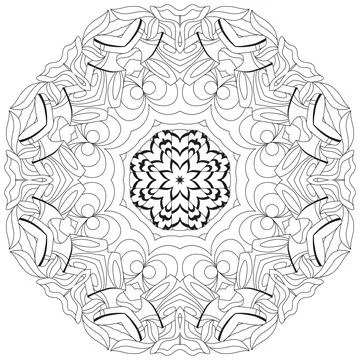 Hand drawn zentangle circular ornament for coloring page. Иллюстрация