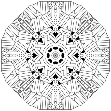 Hand drawn zentangle circular ornament for coloring page. Illustration